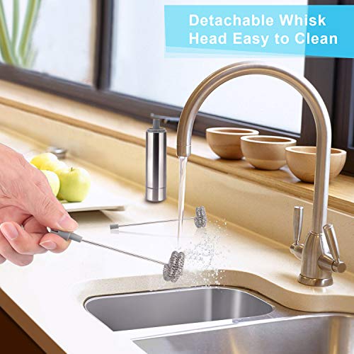 Milk Frother Electric Portable Stainless Steel Double-Whisks Handheld Battery Operated Drink Mixer Fast Foam Maker Easy Cleaning For Coffee, Latte, Cappuccino, Hot Chocolate