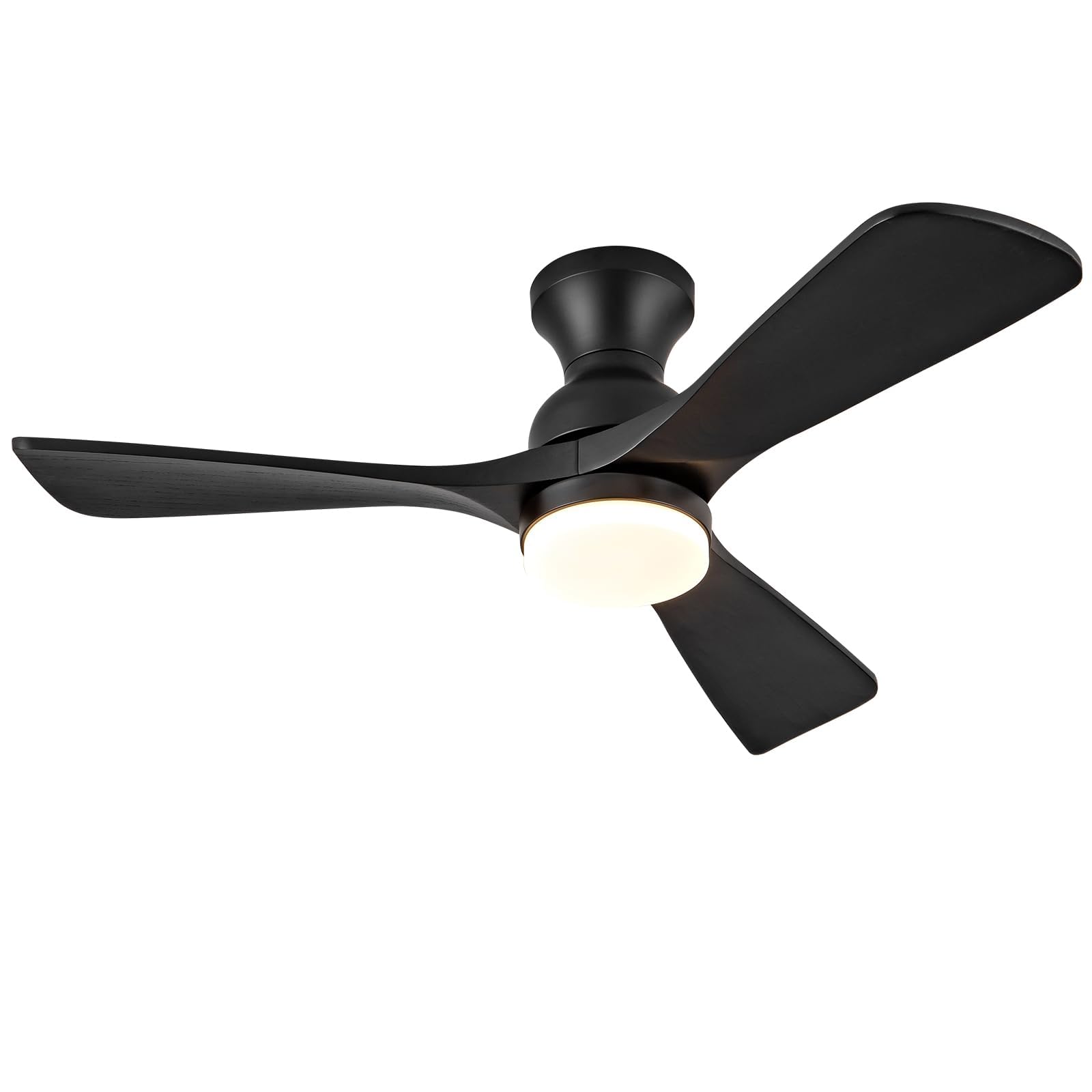 Photo 1 of XBIBI 42 Inch Low Profile Ceiling Fan with Light and Remote, Black Ceiling Fan with Flush Mount, Dimmable LED Light, Quiet Reversible DC Motor, Indoor Outdoor Ceiling Fans for Patios Bedroom
