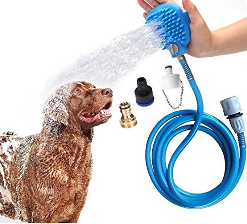 Dog Bathing Tool Pet Shower Sprayer & Pet Bath Brush 2-in-1 Upgraded Pet Shower Attachment For Bathtub & Outdoor Garden Hose Compatible, for Dog Cat Horse Cleaning and Massaging - Thumbnail 6