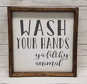 SIGNS Letreros para Lavar Las Manos, Animales sucios, Estilo Granja
