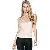 SilRiver Silk Women's Camisole Deep V-Neck Tank Tops Lace Cami Tops for Women Undershirts