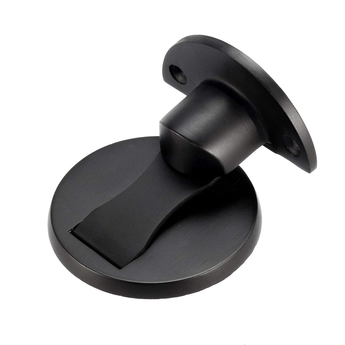 sourcing map 304 Stainless Steel Magnetic Door Stopper, Solid Metal Door Stop Catch with Hardware Screws, Home Office Door Holder, Brushed Finish Black