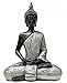 Bellaa Buddha Statue Zen Home Decor 8 inch Mindfulness Meditation Sculpture Peace Harmony Dhyana Mudra Sitting Blessing Black and Silver Altar Figurine