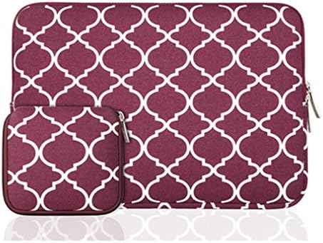 TOUTOULER 11.6 13.3 14 15.6 Inch Laptop Sleeve Bag Case Book Air 13 Pro 13 15 Notebook Quatrefoil Wine Red 13 inch