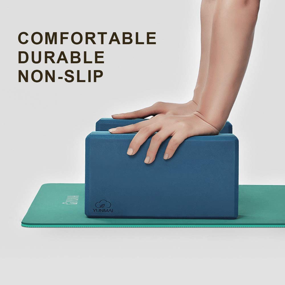 YUNMAI Premium Yoga Block, EVA Eco Material, Yoga Block Foam with dual Color, Yoga Blocks and Bricks Set of 2, Blue