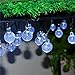 INST New Version 14.3Ft 30 LED Crystal Ball Solar Powered Outdoor String Lights for Outside Garden Patio Party Christmas (White)
