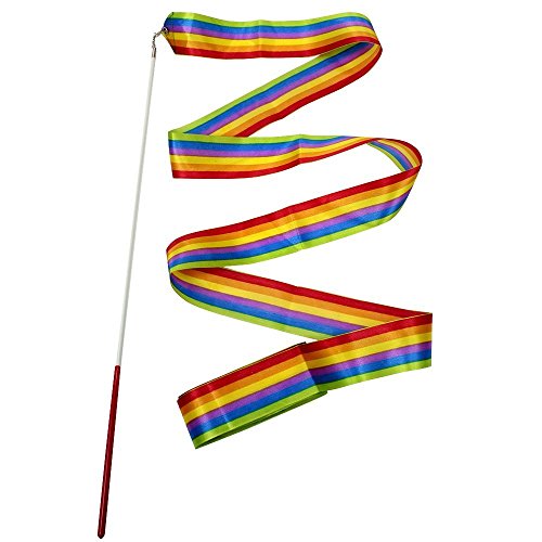 10 Pieces 4m Rhythmic Gymnastic Ribbons Dance Ribbon Dance Streamers for Kids, Baton Twirling, Assorted Colors