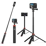 UURig Telescopic Selfie Stick Long with Tripod, Waterproof Hand Grip, for Insta360 GoPro Hero 10 9 8 7 6 5 4 3 2, Fusion, Max
