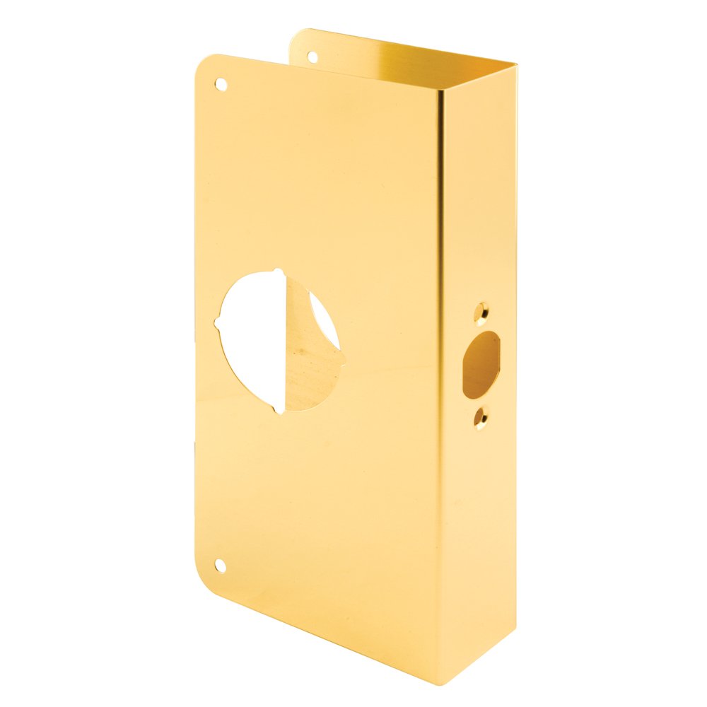 Photo 1 of Prime-Line U 9548 Brass Lock and Door Reinforcement Plate for 1-3/4 In. Thick Doors, Brass Finish (Single Pack)