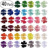 40PCS 3 inch Grosgrain Ribbon Child Hair Bows in Pure Color With Clips 40 Colors Small Bow Kids Barrettes Pony Hair Accessories