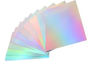 Gogogmee 10 Sheets Holographic Craft Paper Metallic Rainbow Cardstock for DIY Crafts Multi-use Colored Paper