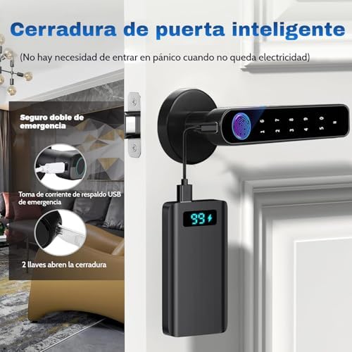 Fechadura Inteligente por Impressões Digitais, Fechadura Eletrónica 6 em 1, Aplicação Tuya, Cartão IC, NFC, Impressão Digital, Palavra-passe Digital, Chave Mecânica