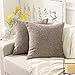 Home Brilliant Decorative Pillowcases Striped Chenille Velvet Plush Square Throw Pillow Cover Sofa Cushion Covers for Couch, Set of 2, 18x18 inch (45cm), Brown