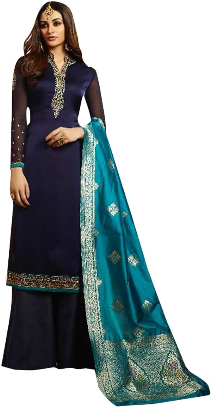 ETHNIC EMPORIUM Designer Golden Diwali Collection Salwar Kameez Plazo Pronta da Indossare con 
