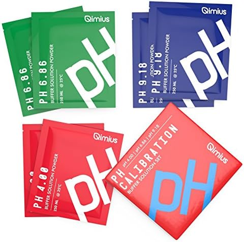 Qimius 6 Pack pH Solution Powder for pH Scale | Two Sachets of each pH Calibration Level