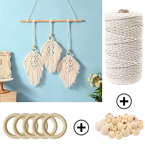 120pcs Macrame Kits For Beginners 3mm X 109yards Natural Cotton Macrame
