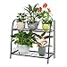 FaithLand 2-Tier Indoor/Outdoor Metal Plant Stand, Flower Pots Holder, Plant Display Rack, Stand Shelf, Shoe Organizer, Utility Storage Organizer Rack