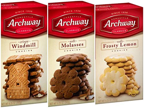 Archway Homestyle Crispy Windmill, 9.25 oz, Soft Molasses, 9.25 oz, and Frosty Lemon Cookies, 9.25 oz