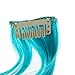 SWACC 12 Pcs Curly Wavy One Color Party Highlights Clip on in Hair Extensions Colored Hair Streak Synthetic Hairpieces (Teal Blue)