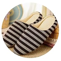PilotageAuto Slipper Striped Bottom Soft Home Slippers Warm Cotton Shoes Women Indoor Slippers Slip-On Shoes,Coffee,11.5