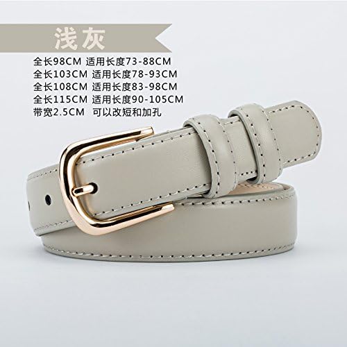 ZHANGYONG Wild leisure commuter is west trousers belts female leather-pin gripper waistband white black and red light gray,103cm,