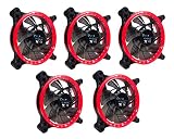 APEVIA 512L-CRD 120mm Silent Dual Rings Red LED Fan with 32 x LEDs & 8 x Anti-Vibration Rubber Pads (5 Pk)