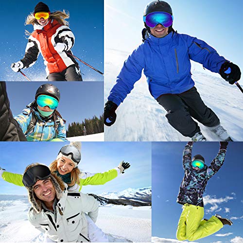 Rhino Valley Frameless OTG Ski Goggles, Snowboard Goggles Anti-Fog 100% UV Protection, Dual Lens Snow Eyewear Helmet Compatible for Skiing Skating & Winter Snow Outdoor Sports for Men Women Youth