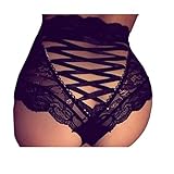 Cradlebeauty Sexy Womens Lace Lace-up High Waist See-Through Briefs Panties