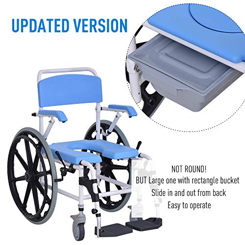 Rolling Shower Wheelchair Bath Toilet Commode Bariatric with 24