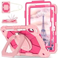 WESOROL Case for iPad (A16) 11th Generation 11 Inch (2025) iPad 10th Generation 10.9 Inch (2022),Full-Body Drop Protection i Pad Case 10th Gen with Rotating Stand Screen Protector Pencil Holder,Rose