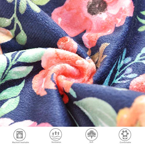 BORITAR Minky Nursing Pillow Covers 2 Pack, Super Soft Breastfeeding Pillow Slipcover with Pink Floral Multicolor Floral Printed and Pink Dotted Backing