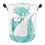 FoDuoDuo Laundry Basket Goldfish Tail Green Mermaid