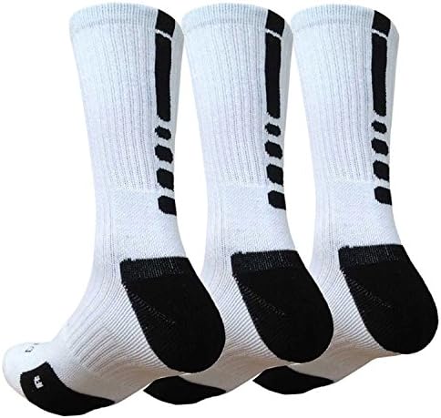 HOTINS Mens Basketball Socks Dri-Fit Cushioned Athletic Crew Socks Youth Soccer Socks for Men