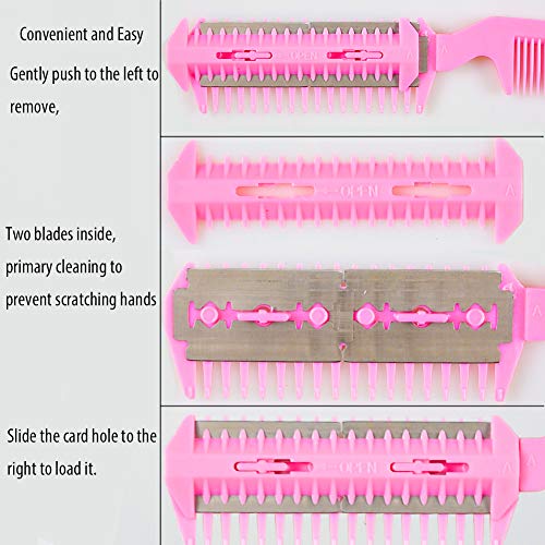 Razor Comb 3 Pcs Dual Side Cutting Scissors Hair Cutter Shaper Double Edge Razor Blades Razors Slim Haircuts Cutting Tool with 20 Pcs Razors