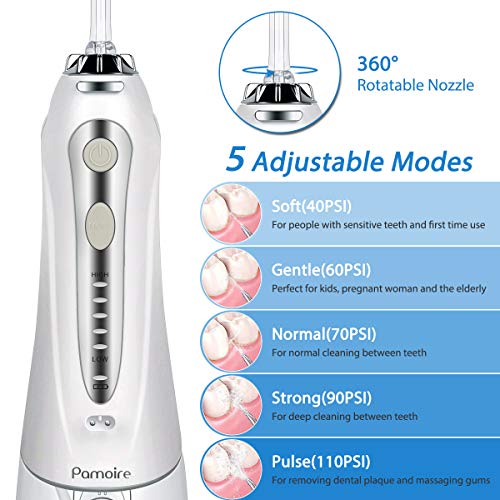 Cordless Water Flosser Teeth Cleaner with 5 Modes,Portable& Rechargeable Dental Oral Irrigator with  - //coolthings.us