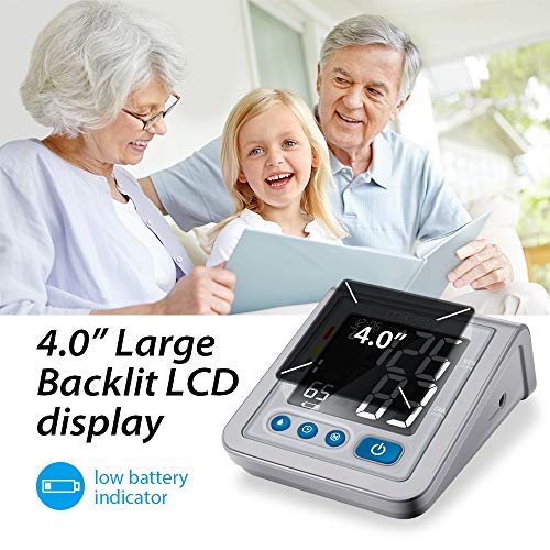 MIBEST Blood Pressure Monitor with Talking Function - Blood Pressure Cuff with Large Display - 8.7-12.6" BP Monitor Machine - One Touch BP Cuff - Blood Pressure Kit with Adapter and Batteries Include - Thumbnail 2