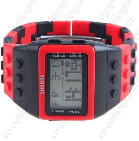 Unisex Digital Backlight Wrist Watch with Black &amp; Red Band &amp; Alarm &amp; Date &amp; Stopwatch W5-700