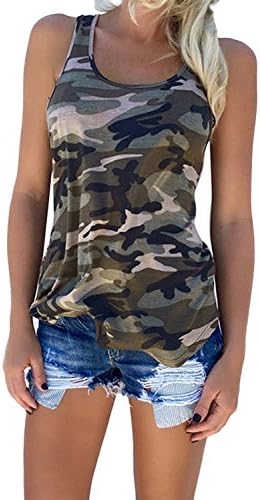 Haijie Women's Camouflage Print Sleeveless Shirt Tank Tops.