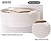 Cotton Rope Basket (White) - Blanket Basket, Storage for Baby Toys, Pillows, Towels, Laundry, Nursery Hamper/Organizer - Large 17 inch x 15 inch Round Woven Baskets with Handles, Living Room Decor