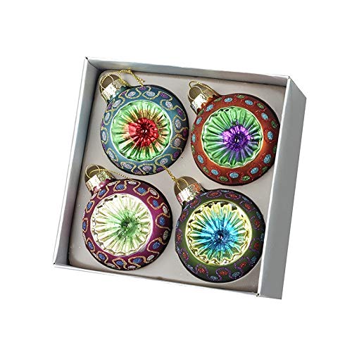 Heaven Sends Set of 4 Multicolor Traditional Spherical Glass Christmas Baubles