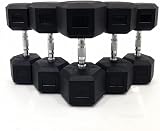 Fashion Thirsty Northern Hex Dumbbell Set Rubber Weights 2.5kg-30kg Pairs view 2