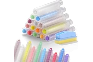 Meqtpomy Dustless Chalk Set With Eraser, 15 Pieces - Color Sidewalk Chalk for Kids, Non-Toxic Blackboard - Perfect for Kids and Teachers