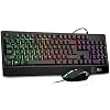 Rii RK400 RGB Gaming Keyboard and Mouse Combo ,Wired Mechanical Feel 3-LED Backlit Keyboard,104 Keys USB Ergonomic Wrist…
