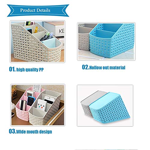 for Desktop - Plastic Storage Box Desktop 4 Grid Sub-Grid Case Multi-Function Storage Organizer for Remote Controller Holder