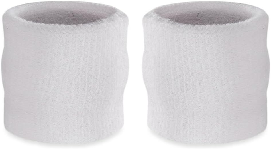 Suddora Wrist Sweatband - Athletic Cotton Terry Cloth Wristband For Sports (Pair)