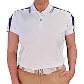 Ladies Golf Polo Shirt - Cool Plus Dual-Tone - Wedge - White/Navy - X-Small