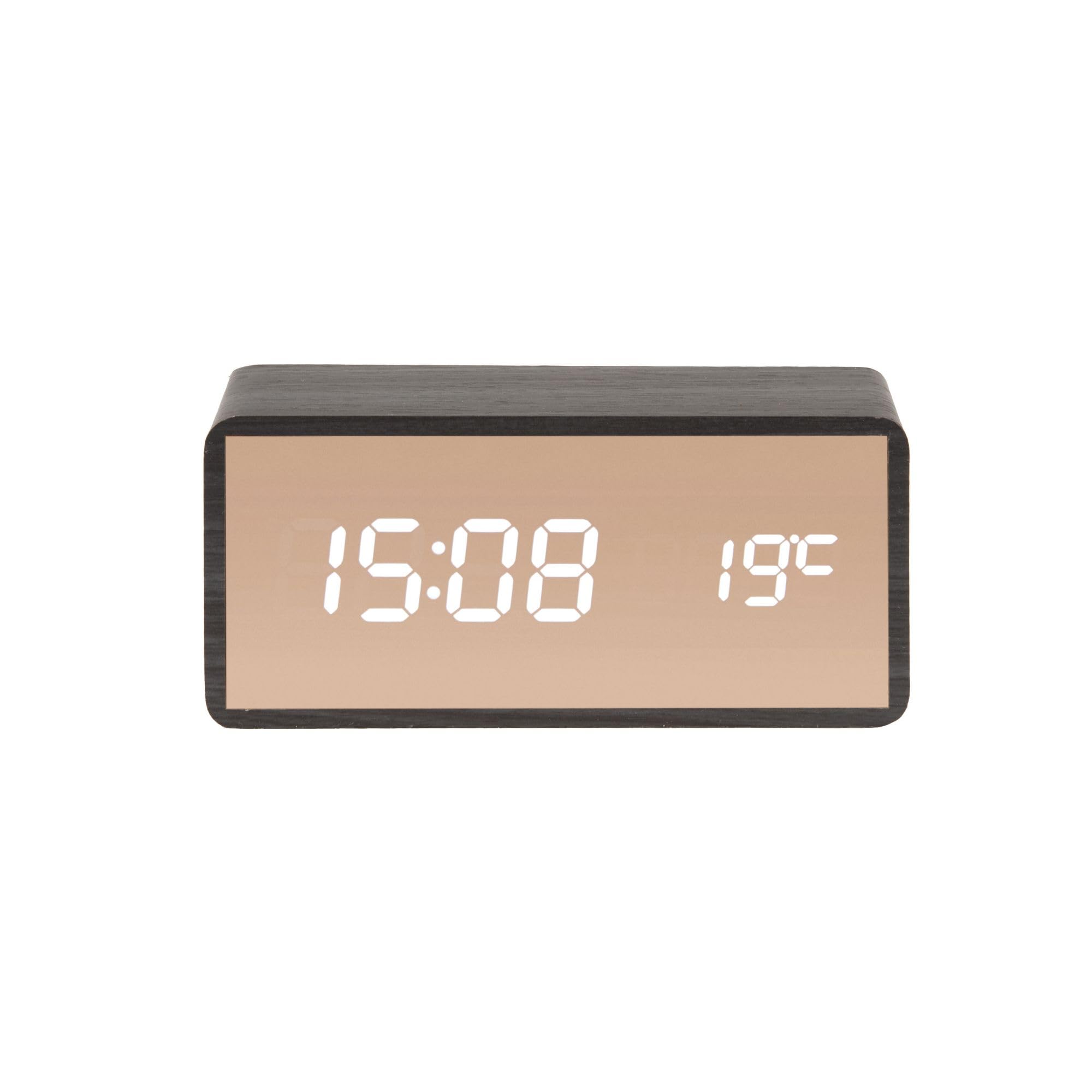 Karlsson Copper Mirror LED Alarm Clock - Black