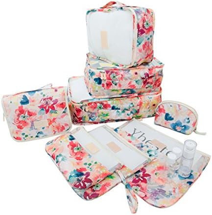 Ybester 8 Set Packing Cubes Travel Luggage Packing Organizers Suitcase Accessories with Toiletry bag