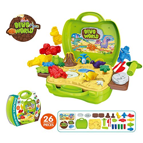 Jovatnana Dino World Modeling Clay Create with Clay Dinosaurs Kit Combines Art, Adventure, Science and Fun for The Perfect STEAM Experience Safe Non Toxic 26-Piece Set - Thumbnail 6
