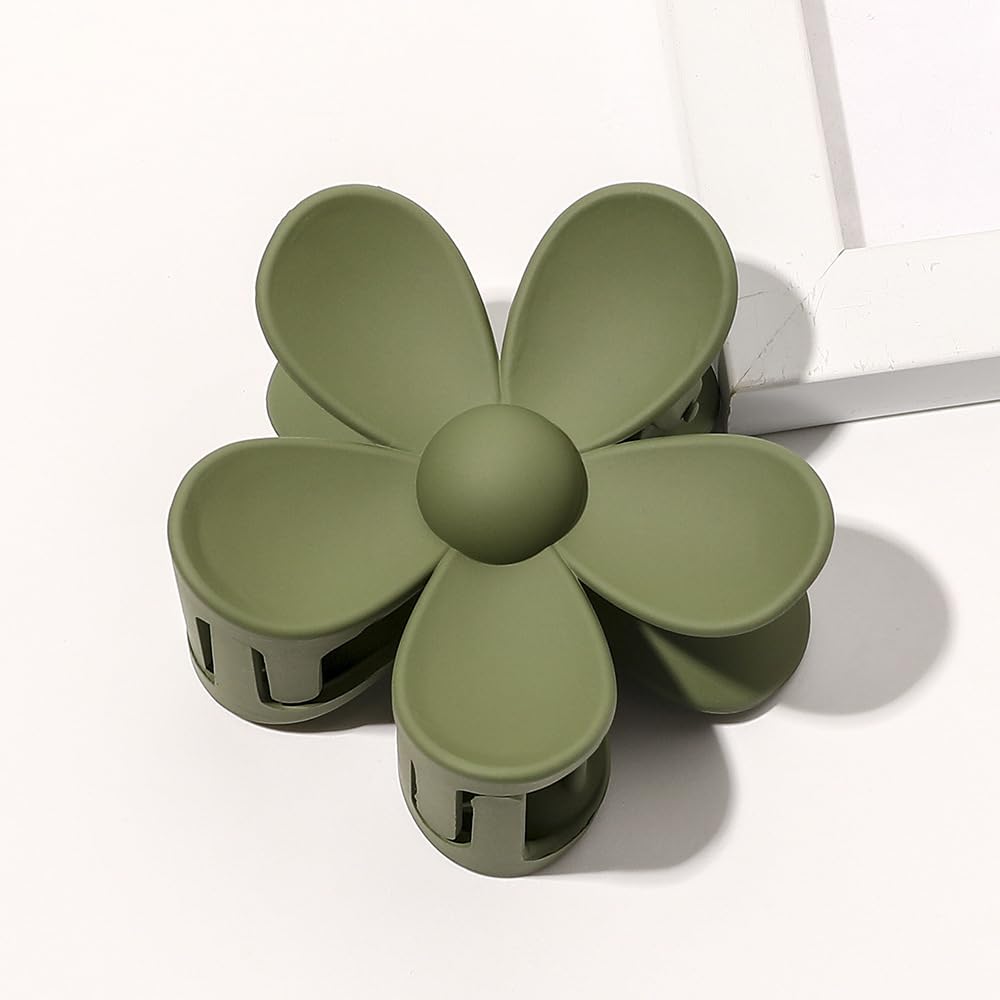 1 x women's flower hair clips, flower hair pin, hair clips, non-slip plastic hair claws, hair accessories, for women and girls for daily wear, army green — image 1